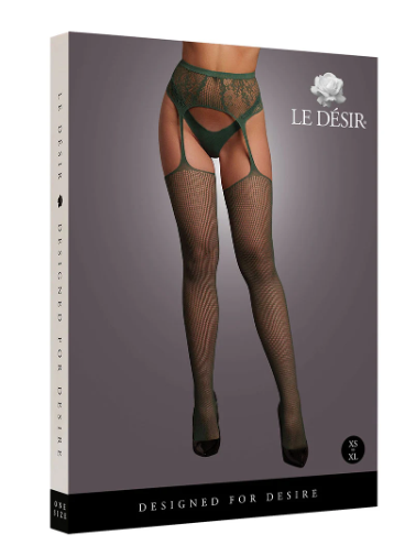 Le Desir - Green Fishnet & Lace Garter Belt Stockings Down Home Lovin' Le Desir - Green Fishnet & Lace Garter Belt Stockings Down Home Lovin'