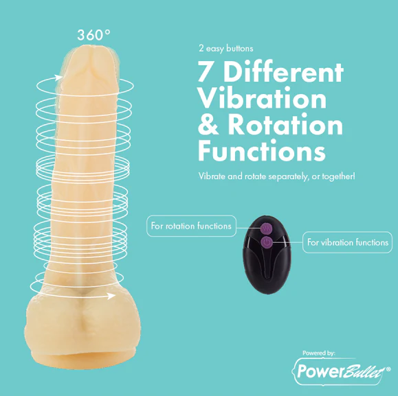 Pure Love - 7" Vibrating & Rotating Silicone Dildo w/Remote Control