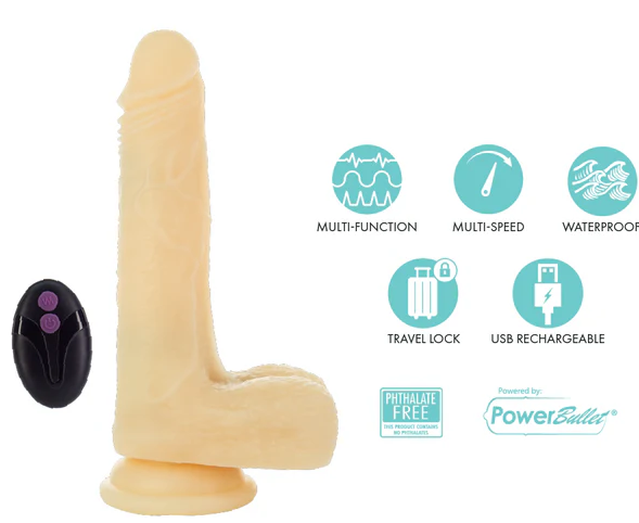 Pure Love - 7" Vibrating & Rotating Silicone Dildo w/Remote Control