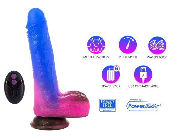 Pure Love - 7" Vibrating & Rotating Silicone Dildo w/Remote Control