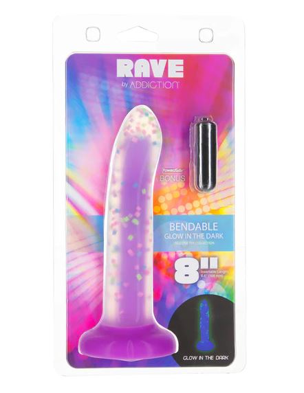 Addiction - Silicone GLOW IN THE DARK Probe - 8" Rave Posable