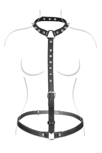 Spiked Adjustable Chest & Waist Harness