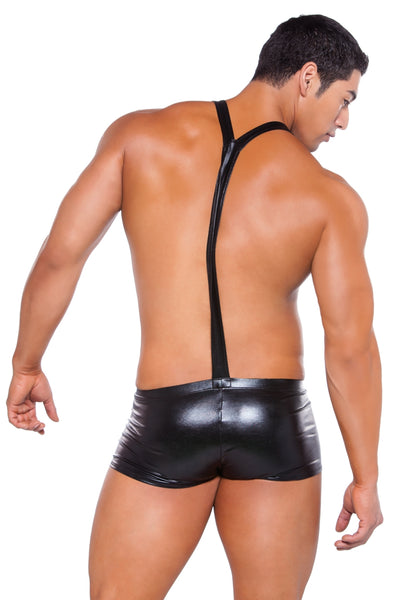 Zeus - Wet Look Suspender Shorts