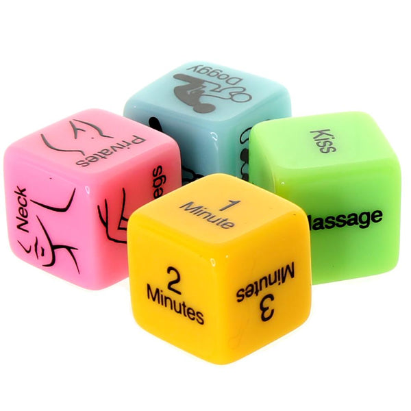 4 dice includes position, duration, action and body part to enjoy
