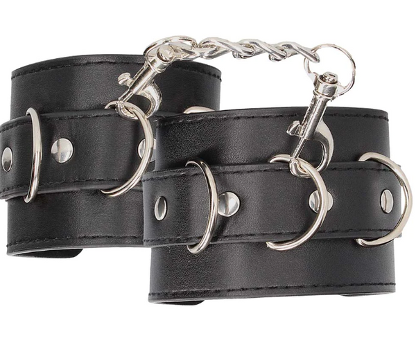 Black & White Bonded Leather Wrist or Ankle Cuffs