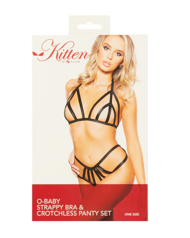 Kitten - O-Baby Strappy Bra & Open Panty Set - "One Size Fits Most"