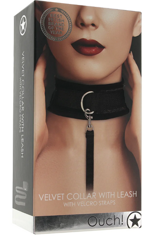 Ouch Velvet Collar & Leash - Black