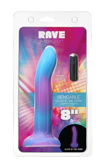 Addiction - Silicone GLOW IN THE DARK Probe - 8" Rave Posable