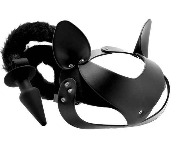 Black Cat Tail Plug & Ear Mask Set